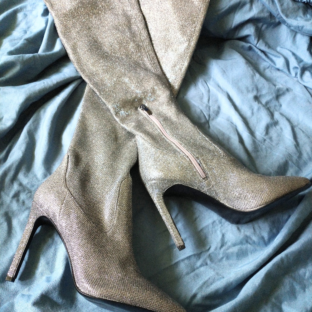 Nine West Tacy Boots Silver Glitter